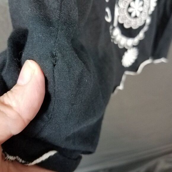 BCBG MAXAZRIA Peasant Boho Cotton Tunic Dress Black White Embroidered Size Small - Picture 10 of 14